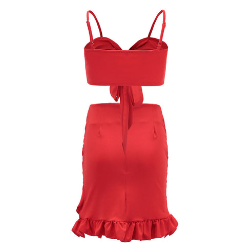 High waist ruffled hip wrap holiday skirt - ROUTINE FASHION